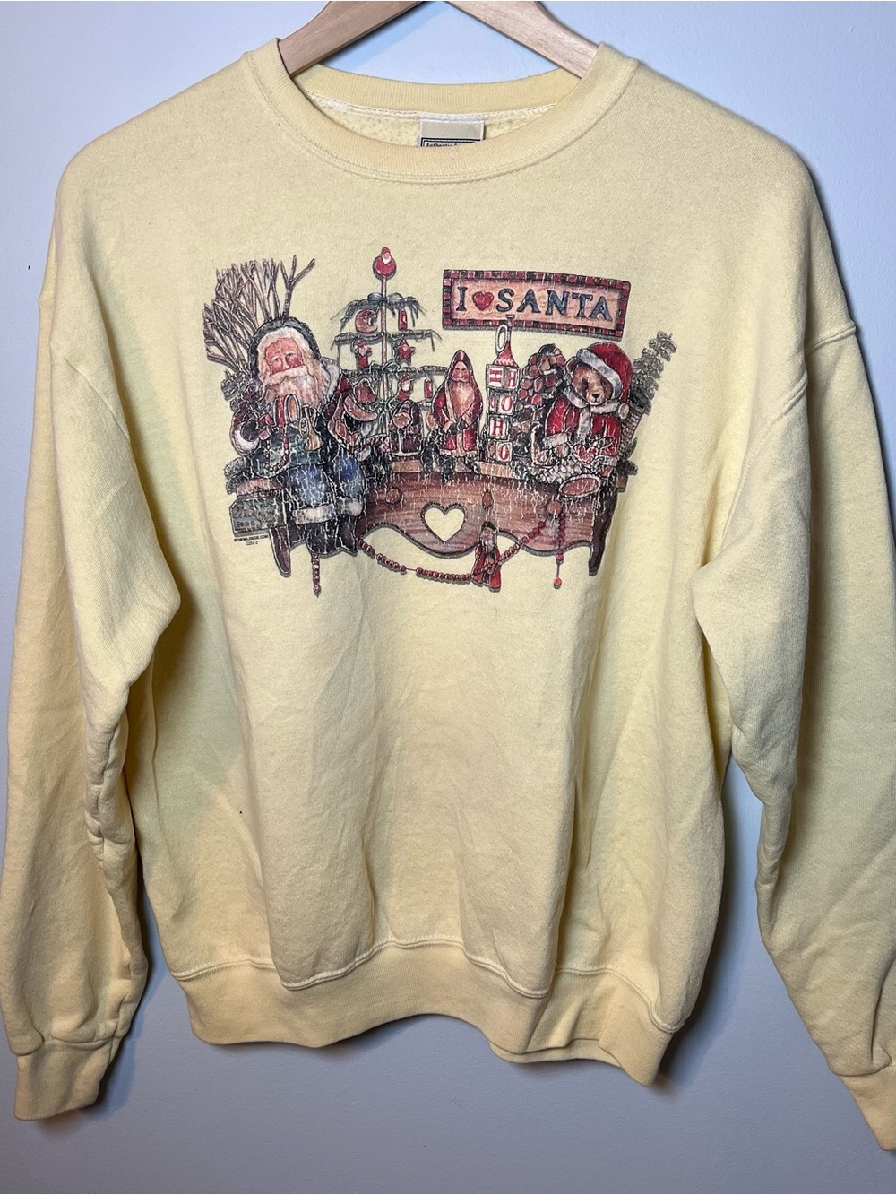 Vintage Lee Cotton Blend Christmas Sweatshirt size M Old Time Santa Crewneck